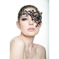 Perfectpretend Black Laser Cut Masquerade Mask with Clear Rhinestones PE2606846